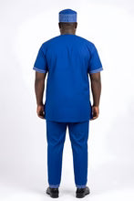 Royal Blue African Men's 3-Piece Embroidered Set