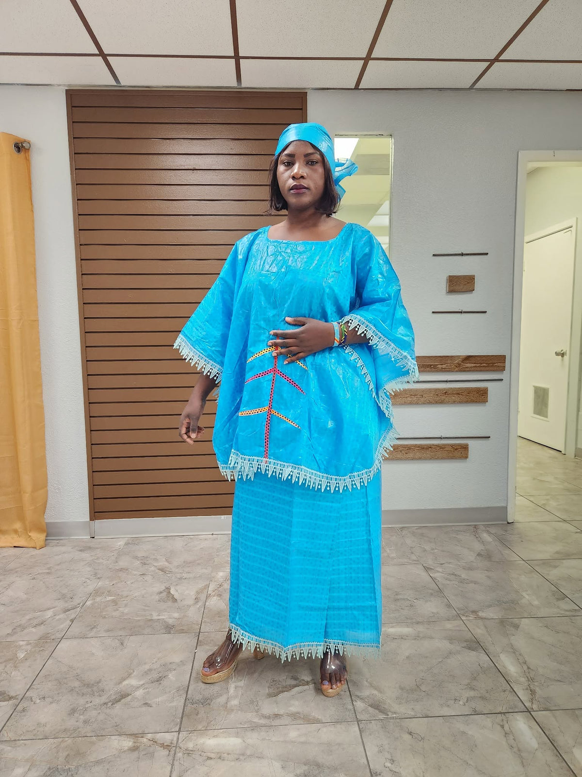 Women’s African Traditional 3-Piece Set – Orange or Blue