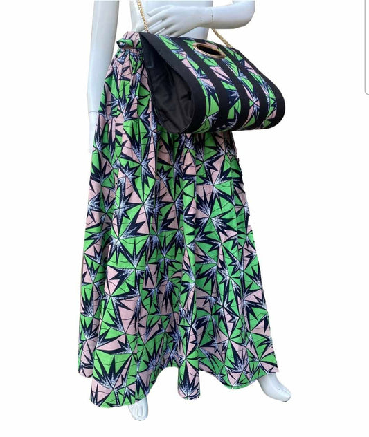 Women’s African Print Maxi Skirt & Matching Handbag Set