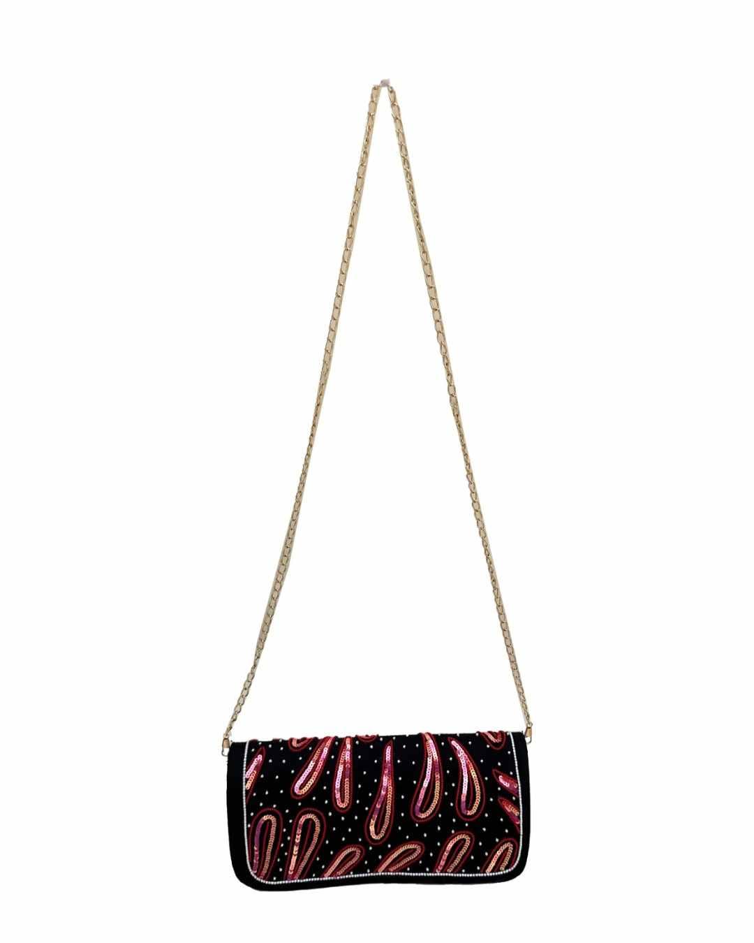 Handmade African Beaded Clutch Bag with Chain Strap