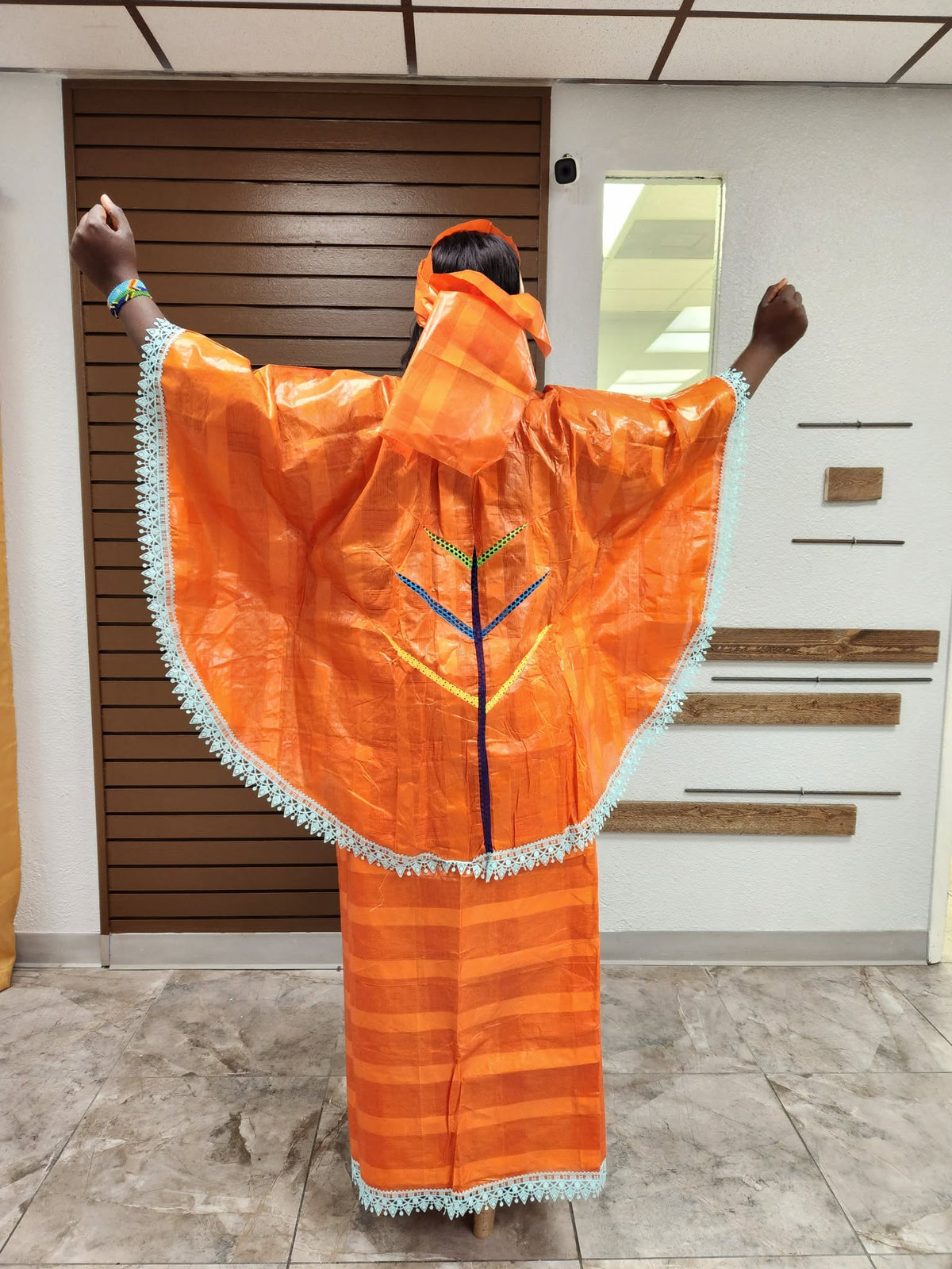 Women’s African Traditional 3-Piece Set – Orange or Blue