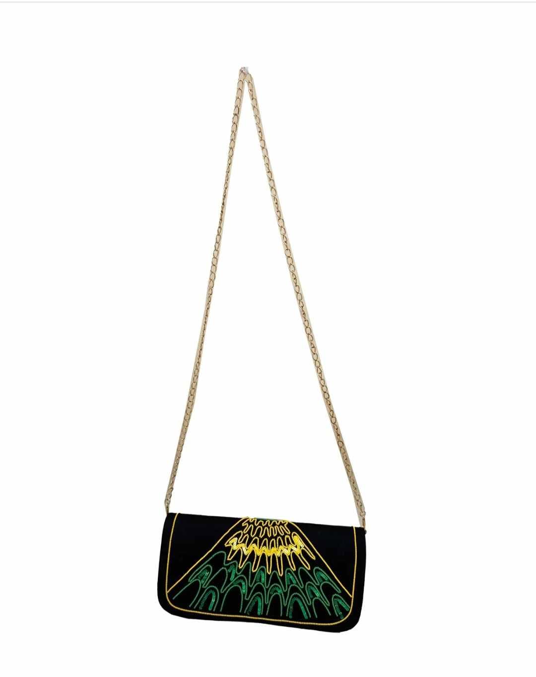 Handmade African Beaded Clutch Bag with Chain Strap