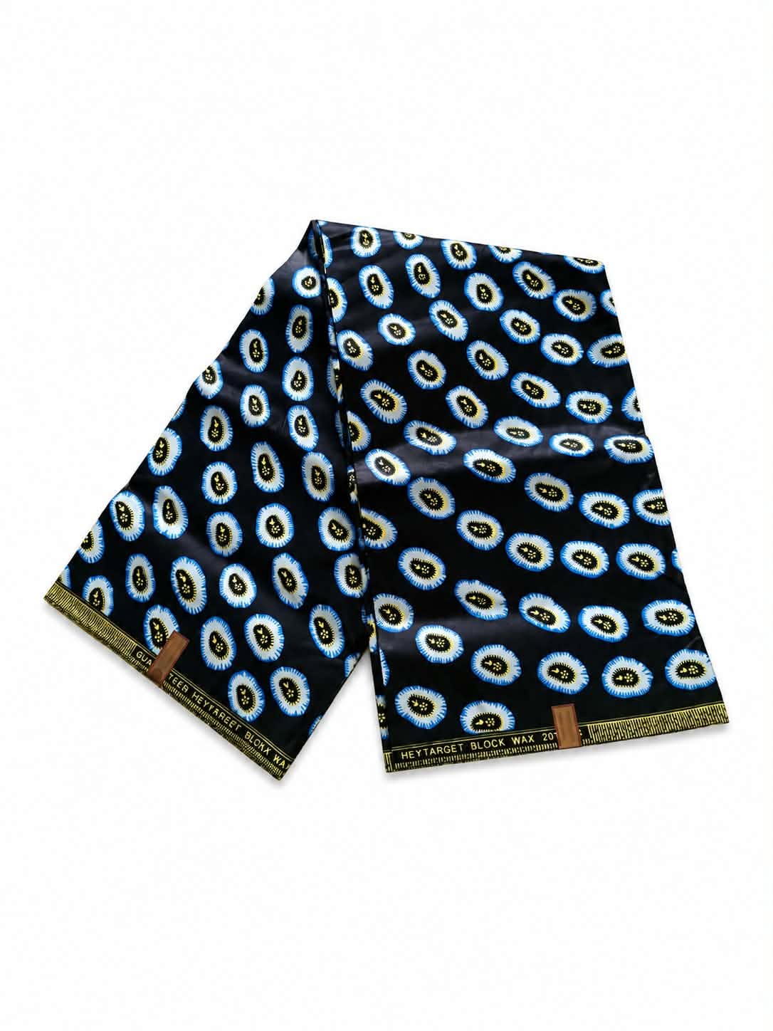 Navy Blue & White Ankara Wax Print Fabric – Circular Pattern