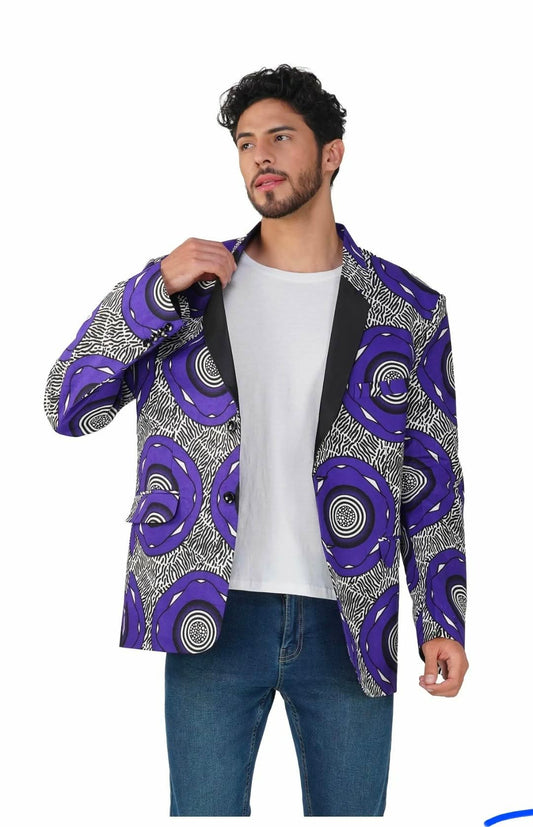 Royal Blue African Print Men's Blazer