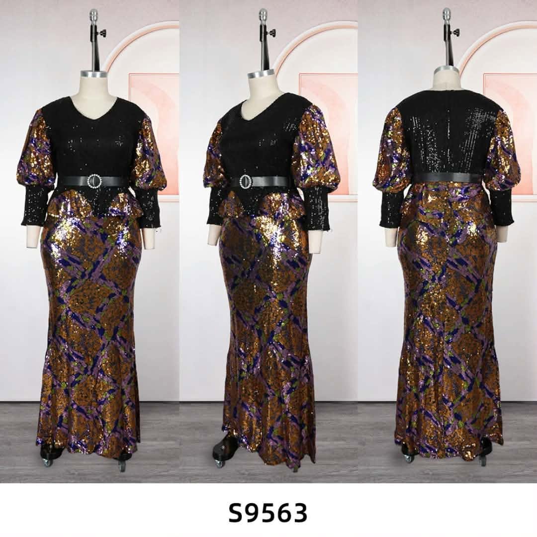 Sequin Elegance Peplum Maxi Dress