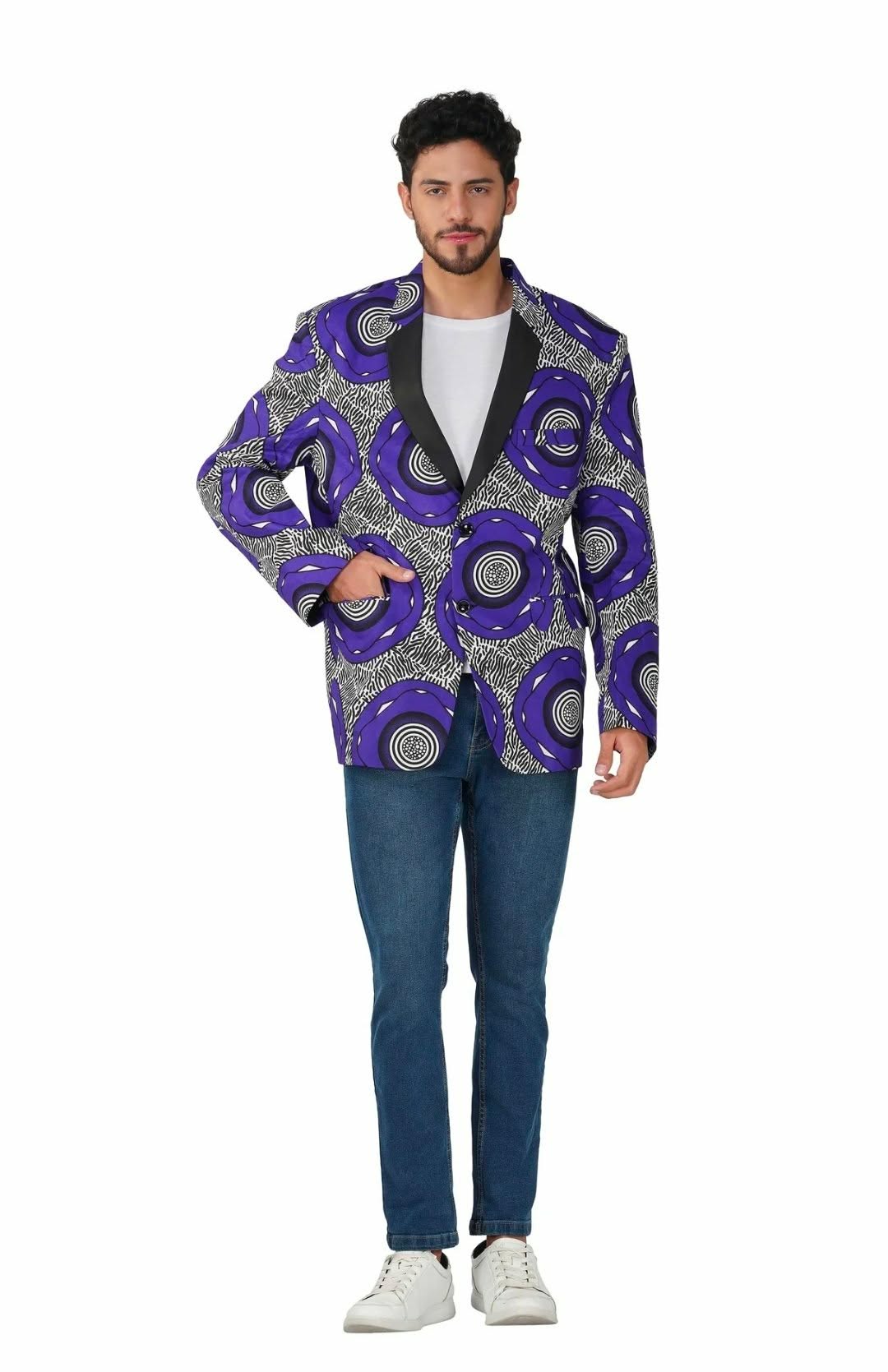 Royal Blue African Print Men's Blazer