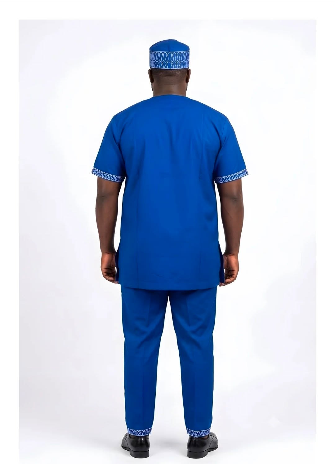 Royal Blue African Men's 3-Piece Embroidered Set