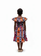 African Print Girls' Flutter Sleeve Dress