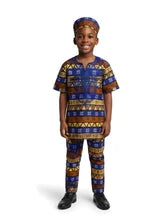 Royal Blue African Boys' 3-Piece Outfit
