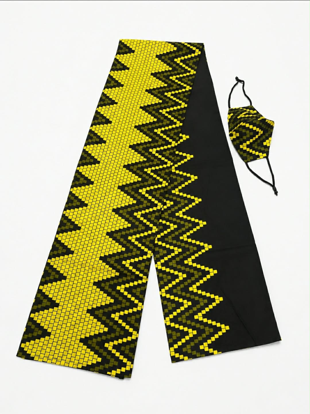 African Print Headtie Set with Matching Face Mask.