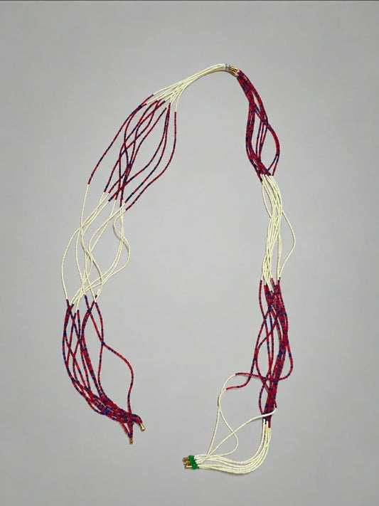 Handmade African Plus Size Waist Beads – Red, Blue & Cream