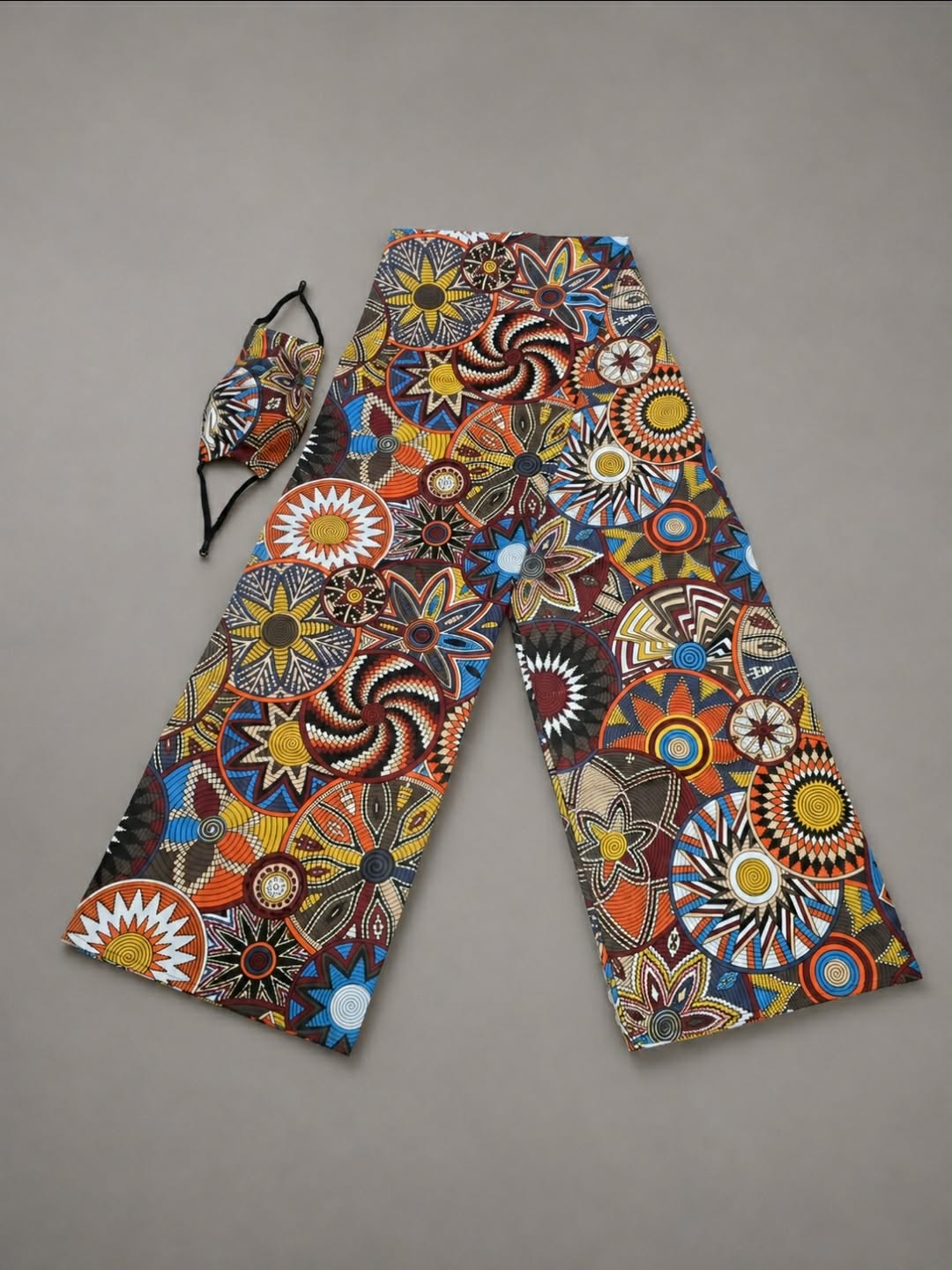 African Print Headtie Set with Matching Face Mask.