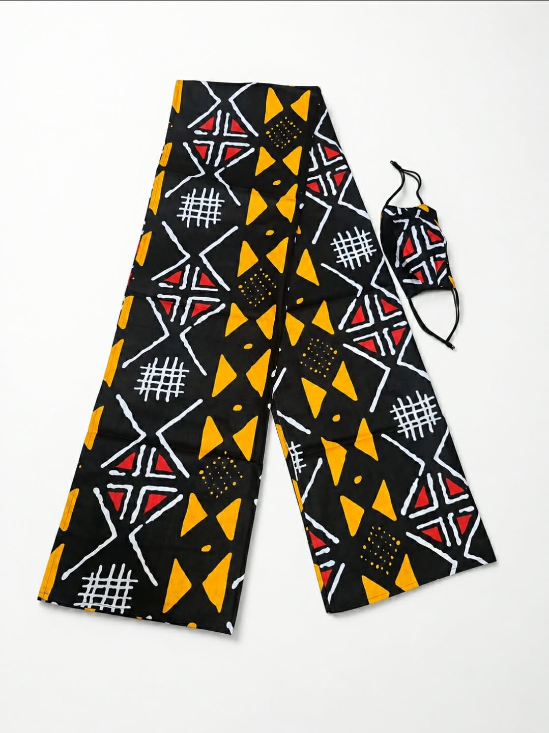 African Print Headtie Set with Matching Face Mask.