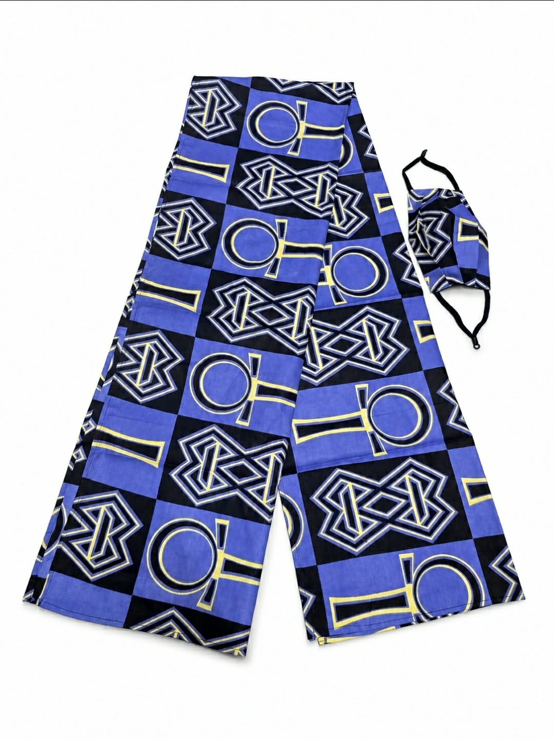 African Print Headtie Set with Matching Face Mask.